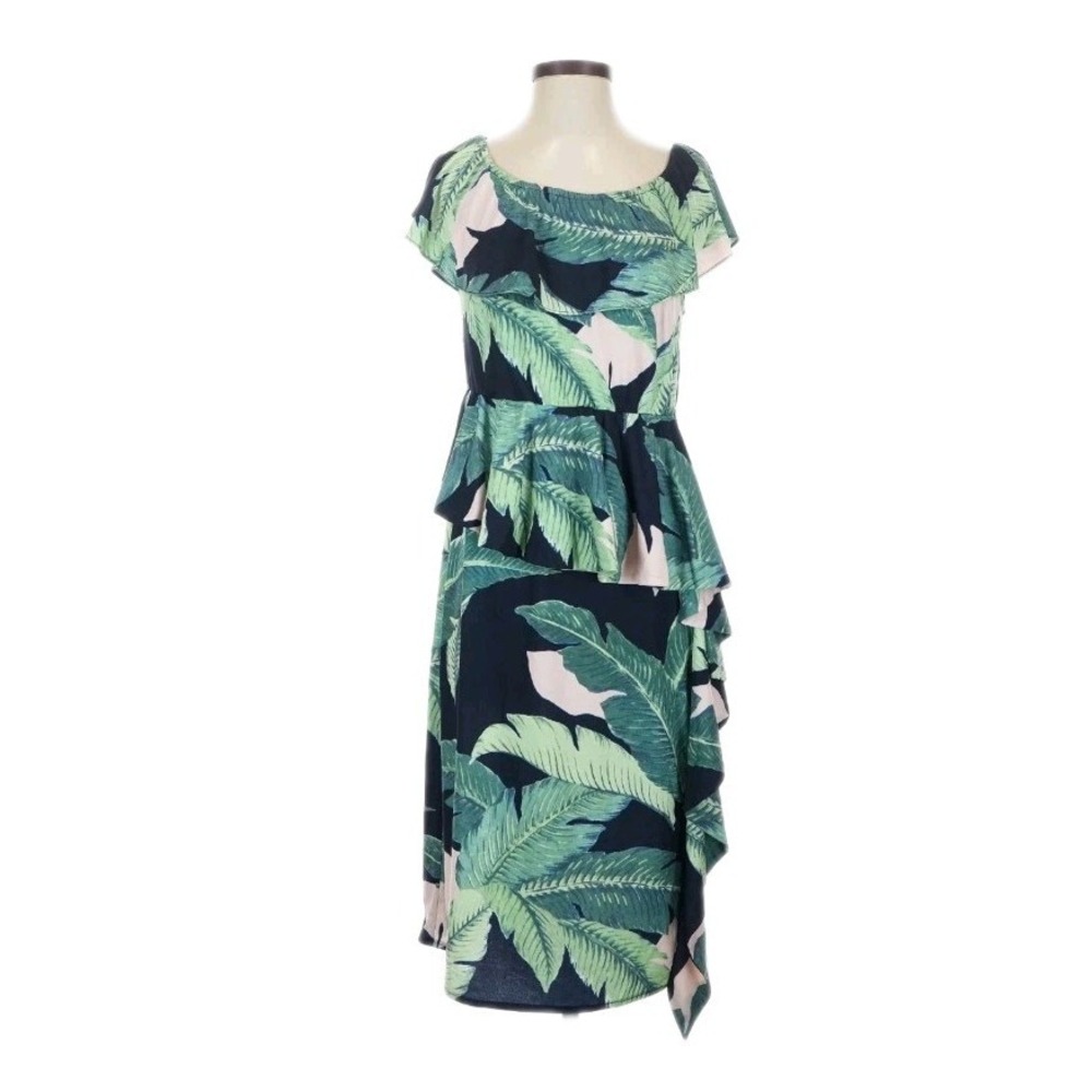 Colleen Lopez Women's Dress Large Tropical Sheath Ruffle Resort